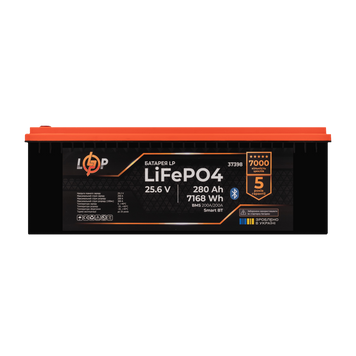 Акумулятор LP LiFePO4 25,6V - 280 Ah (7168Wh) (BMS 200A/200А) пластик Smart BT (Безкоштовна доставка) LP37398 фото