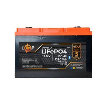 Акумулятор LP LiFePO4 12,8V - 100 Ah (1280Wh) (BMS 100A/50А) пластик LCD USB Smart BT LP41021 фото