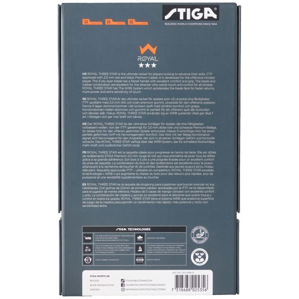Ракетка для настільного тенісу Stiga Royal WRB 3 Star FL (1213-2818-01) 931153 фото
