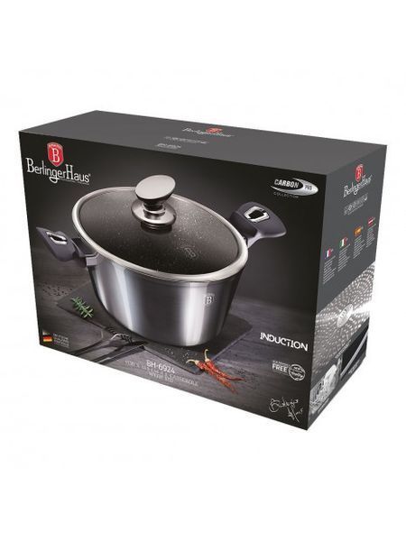 Каструля з кришкою 30 см 8 л Berlinger Haus Metallic Line Carbon Pro Edition (BH-6924) BH-6924 фото