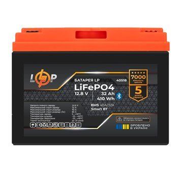 Акумулятор LP LiFePO4 12,8V - 32 Ah (410Wh) (BMS 40А/32A) пластик Smart BT LP40518 фото